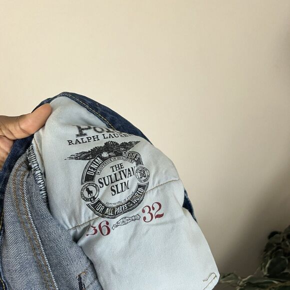 Polo Ralph Lauren Mens Jeans The Sullivan Slim Patchwork Blue Jeans Size 36 X 32 - Picture 5 of 6